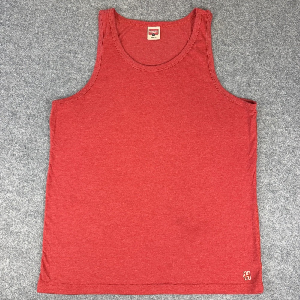 Homage Tank Top Muscle Men's Large Red Shirt Sleeveless Gym Summer Embroidery